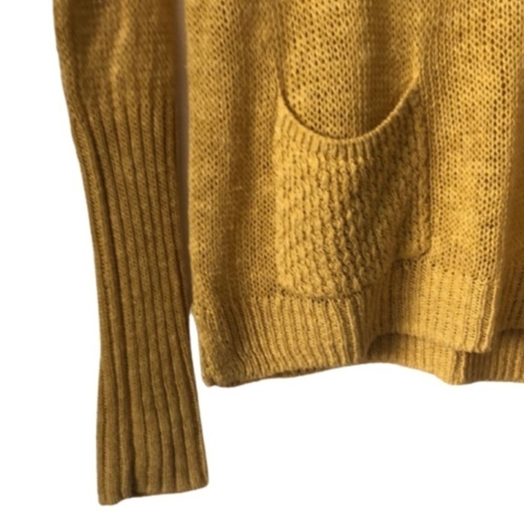 sparrow Anthro Linen Blend Mustard Lightweight Sweater with Pocket SZ XS - Picture 4 of 5